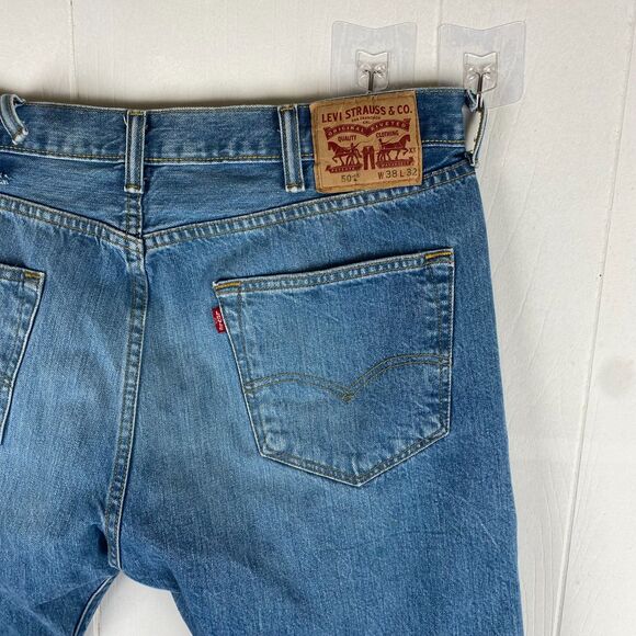 Levi's 501 Original Fit Jeans Men’s 38x32 Blue Straight Leg Button Fly Denim - Picture 10 of 10